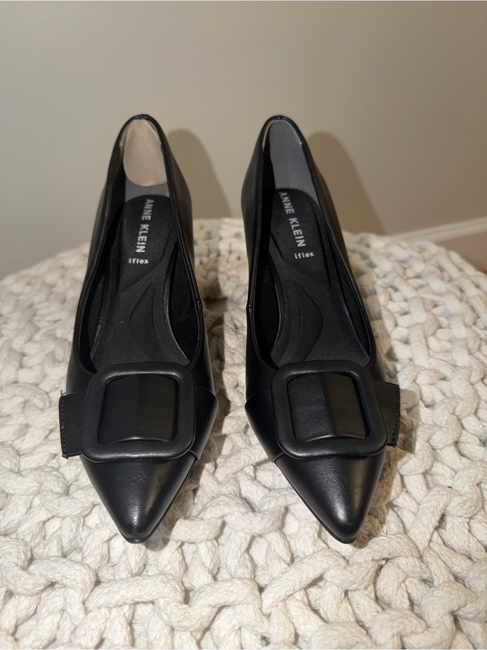 Anne Klein Bentley Black Buckle Heels Size 6.5M NWT